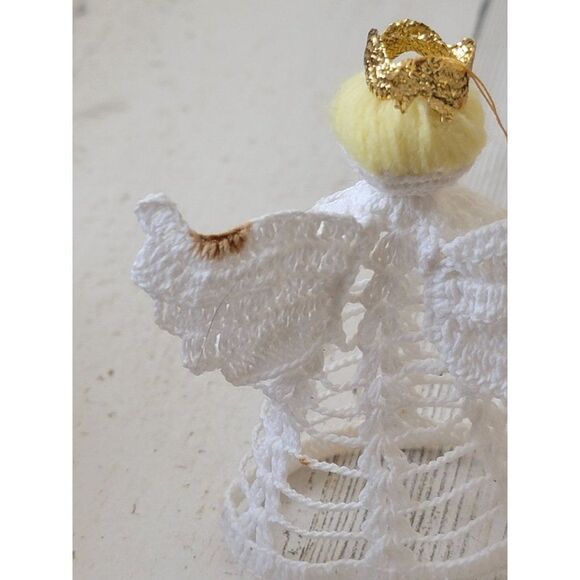 White laced blonde angel halo ornament xmas decor - Picture 6 of 6